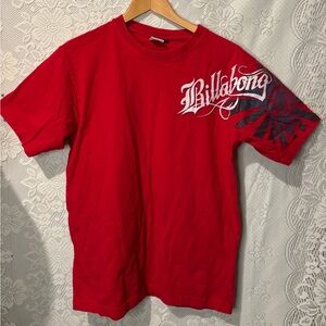 2000s billabong shirt with black design in red